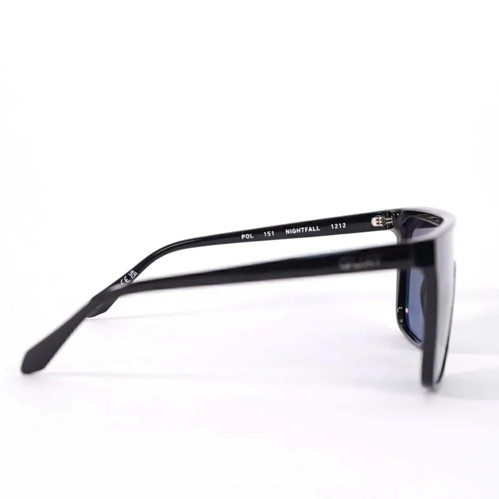 Quay Australia NIGHTFALL Extra Large Sunglasses-Black/Black Blue Polariz…